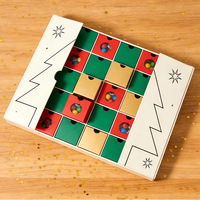 Calendrier de l'avent de luxe à ouverture magnétique rouge, boîte mystère personnalisée avec compte à rebours de Noël, 25 jours