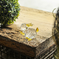 Figura de Conejo en Forma de Bola de Cristal Amarillo Pulido Hecha a Mano, Coleccionable, Arte Popular Ecológico, Estatua con Estampado de Animal del Zodíaco, Primavera