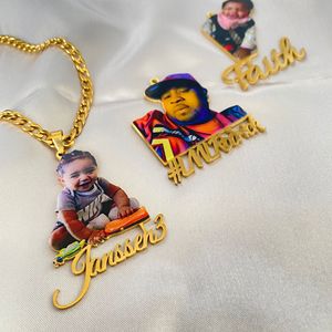 Top Icy Hip Hop Jewelry ciondolo con immagine <span class=keywords><strong>personalizzata</strong></span> ciondolo con <span class=keywords><strong>nome</strong></span> personalizzato in acciaio inossidabile catena con <span class=keywords><strong>nome</strong></span> fai da te per la famiglia - Product Image 3