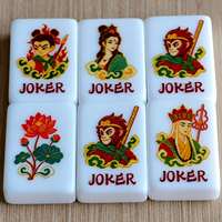 QIQU Ensemble de tuiles de mahjong en acrylique gravées, motif Voyage Ouest, personnages mythologiques chinois, de luxe moderne et personnalisé, pour jeu de table