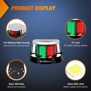 Luz de Navegación Marina LED Roja y Verde de 12V para Pontón, <span class=keywords><strong>Velero</strong></span>, Barco de Pesca, Luz Lateral de Proa y Estribor, Lámpara de Señalización Impermeable - Product Image 3