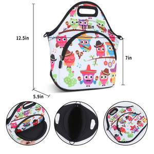 Custom Neoprene <b>Lunch</b> <b>Bag</b> Reusable Insulated <b>Lunch</b> <b>Box</b> with Adjustable Shoulder Strap&Pocket Cartoon Travel Tote Food Handbags - Product Image 4