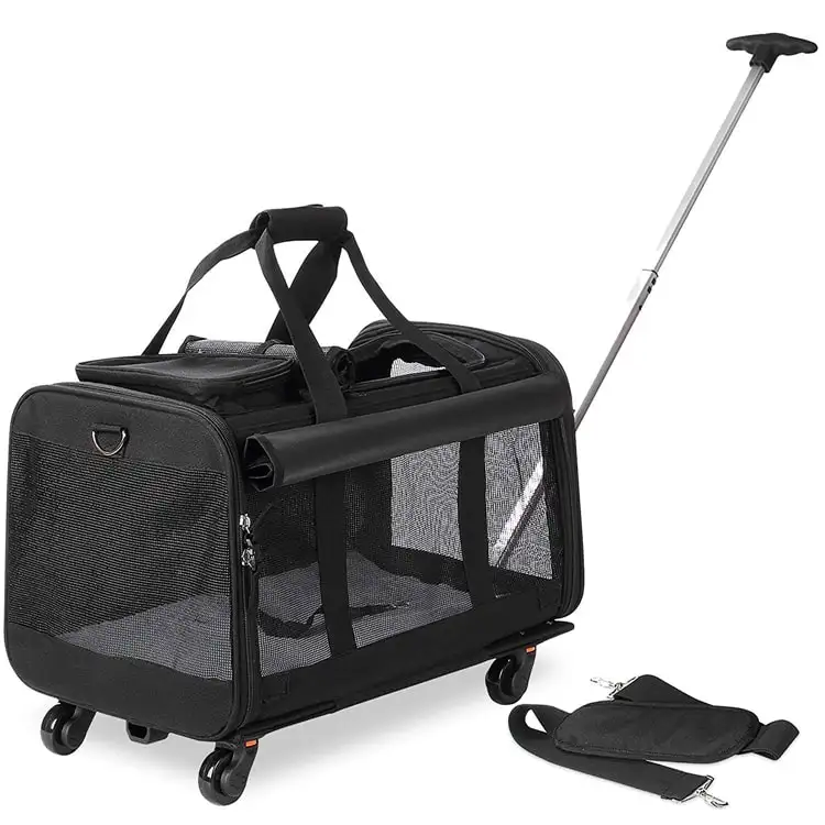 Airline Approved Extra Small Large Stroller Trolley Rolling Cat Pet Dog Carrier Bag With Wheels For Small Large Dog