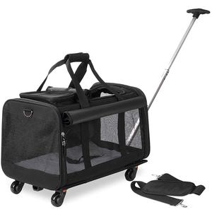 Havayolu onaylı ekstra küçük büyük arabası arabası haddeleme kedi Pet köpek taşıma çantası tekerlekler ile küçük büyük köpek için - Product Image 1