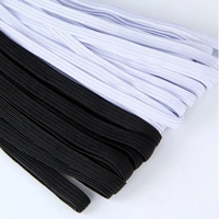Bande élastique plate noire et blanche personnalisée de 6 mm, 8 mm, 10 mm pour pantalons, vêtements, chaussures, fournisseur chinois, cordon élastique pour macramé
