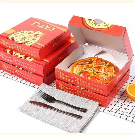 Boîtes à pizza en carton ondulé, 6 pouces, 8 pouces, 10 pouces, 12 pouces, étiquettes personnalisées imprimées