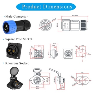 Jnicon M23 konektor betina jantan elektrik 50A/300V soket belah ketupat 2 + 1 + 5 Pin konektor dengan sertifikat TUV/CE/CQC/ROHS/UL - Product Image 4