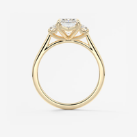 Cincin Tunangan Berlian Emerald 1 Karat Tiga Batu Baguette Hasil Laboratorium Emas Padat 10K/14K/18K Bersertifikat IGI CVD/HPHT Custom