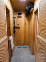Sauna préfabriqué combiné, cabane de jardin modulaire, maison en bois avec porte vitrée, éclairage LED, maison en acier fabriquée sur mesure