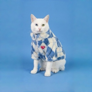Jaket Hewan Peliharaan Bulu Kelinci Musim Gugur Musim Dingin dengan Pola Quilted Berlian Besar - Mantel Tebal Hangat dengan Ritsleting untuk Kucing & Anjing Kecil - Product Image 4