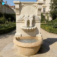 Fontaine murale en marbre sculptée à la main en forme de tête de cheval pour la décoration de jardin, fournisseur d'usine, à vendre