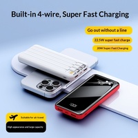 Nouvelle batterie externe 22,5 W à charge ultra-rapide 10000 mAh avec quatre câbles intégrés, plusieurs ports USB, impression de logo personnalisable