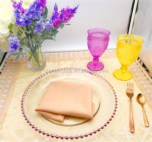 Platos de presentación de cristal con cuentas de 13 pulgadas, color oro y oro rosa, para bodas, venta al por mayor, económicos - Product Image 4