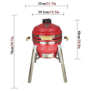 <span class=keywords><strong>Barbecue</strong></span> Kamado et fumoir Kimstone Premium de 16 pouces, finition pierre rouge, avec support en acier inoxydable, thermomètre externe et poignées - Product Image 5