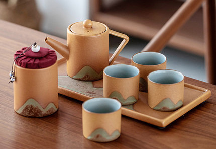 Japanese Zen Office Guest Tea Kettle Tray Small Gift Porcelain Tea