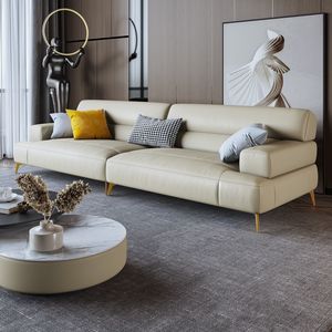 Sofá beige de cuero auténtico moderno a precio de fábrica, sofá de diseño italiano para sala de estar, sofás de <span class=keywords><strong>2</strong></span> plazas a la venta - Product Image 4