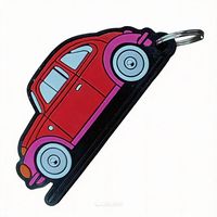 Porte-clés en silicone classique Beetle & Retro Tram, accessoire de porte-clés de voiture vintage 3D, porte-clés en caoutchouc souple durable, cadeau