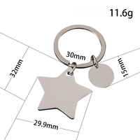 Porte-clés personnalisable Ywyougang en acier inoxydable, étoile et rond, double breloque vierge pour cadeau personnalisé