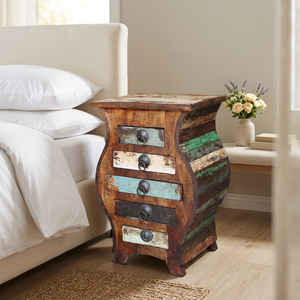 Vintage Reclaimed Wooden Nightstands <b>Table</b> <b>Bedside</b> 5 Drawers <b>Table</b> Handmade For Living Room Hotel Room Factory Cheap Price - Product Image 1