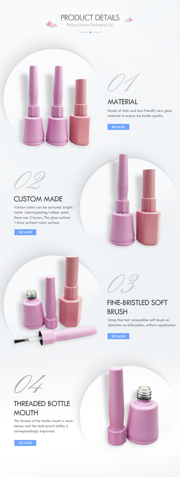 10ml 15ml Cosmetics Glass UV Gel Nail Polish Bottle With Brush