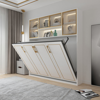 Lit mural électrique invisible moderne de luxe, quincaillerie, rabattable latéralement, bureau pliant Murphy, armoire intégrée pour petits appartements