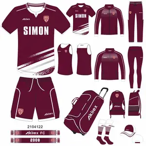 Online wholesale high quality OEM 100% Polyester Custom team sport training jersey uniform full set mens soccer kit