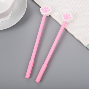 Estilo coreano Kawaii 0,5 MM tinta negra gato pata Gel pluma dibujos animados Cuteness Rosa gato pata Gel pluma para niños niñas - Product Image 6