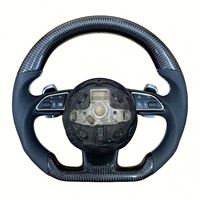 Volant de voiture en fibre de carbone avec palettes de changement de vitesse larges, modèle sport chauffant, pour Audi A3 8V, A6 C7 2012, S3 8V, A6 C6