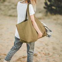 Sacs à provisions design uniques Sac fourre-tout environnemental en lin et coton de couleur unie pour femmes