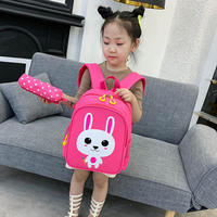 Sacs d'école pour enfants en gros, motifs animaux mignons, trousse à crayons, fermeture éclair en polyester, ceinture à coussin d'air, fermeture éclair intérieure