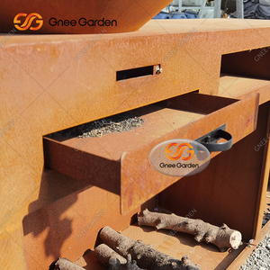 Gril de barbecue extérieur compact en acier Corten pour petites cuisines de jardin - Product Image 2