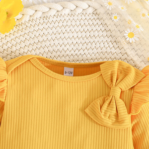 Conjuntos de Ropa para Niñas Estilo Dulce, Tops de Manga Larga de Color Sólido y Pantalones Estampados para 3-24 Meses - Product Image 3