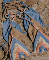 Superbe bikini à nouer à col licou Ensemble de bikini féminin élégant Maillot de bain métallique 3 pièces personnalisé