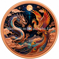 Médaille commémorative en cuivre pur 999, 1 oz, 40 mm, haute définition, impression couleur UV, beautés fantastiques et faune, objet de collection souvenir