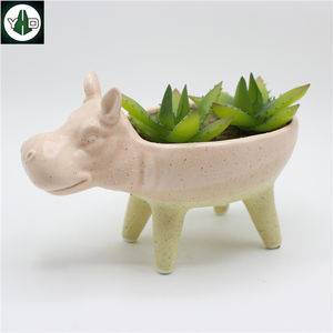 Maison & Jardin Céramique Hippopotame Animal Planteurs De Pots De Fleurs - Product Image 1