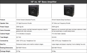 Amplificateur de basse professionnel BS500U, haut-parleur de 18 pouces, 250W, Gooermi - Product Image 3