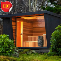Sauna familiar de madera maciza de cedro rojo/abeto/cicuta de lujo al aire libre Sauna de Spa cuadrada para 4 personas
