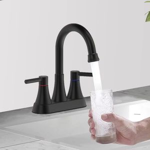 Vendita calda OEM in acciaio inox doppio manici lavabo rubinetto nero 4 "centrotavola bagno miscelatore rubinetto lavabo con scolapiatti - Product Image 3