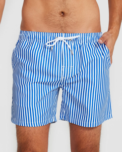 <span class=keywords><strong>Shorts</strong></span> de Baño para Hombre, Diseño Personalizado y Logotipo, Tela Ecológica, Casual, Azul Medio con Rayas Blancas, Secado Rápido, con Bolsillos, Venta al Por Mayor - Product Image 1