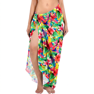 Women's Floral <b>Beach</b> Sarong Pareo-Lightweight 100% Polyester Casual <b>Wrap</b> Skirt with Tropical Print Swimwear Cover-Up - Product Image 1