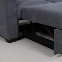 Canapé-lit sectionnel en tissu gris foncé en forme de L avec rangement et chaise longue pour salon, appartement, mobilier de maison