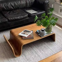 Table basse pliante en bois massif courbé, style nordique moderne du milieu du siècle, design scandinave minimaliste, mobilier de salon