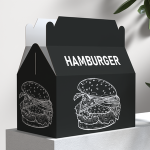 Boîte de pépites de poulet personnalisée personnalisée noire boîte à nourriture ailes de buffle boîte d'emballage alimentaire en papier carton tendre de poulet. avec poignée - Product Image 4