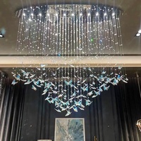 Nouveau Lustre LED de Luxe en Cristal en Forme de Branche Florale pour Installation de Projet, Idéal pour Salon, Salle à Manger, Lampe Principale de Style Artistique Créatif