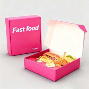 Boîte d'emballage alimentaire jetable de luxe noire personnalisée, boîte en papier pour fast-food, poulet frit, hamburgers, frites, boîte à sauce - Product Image 1