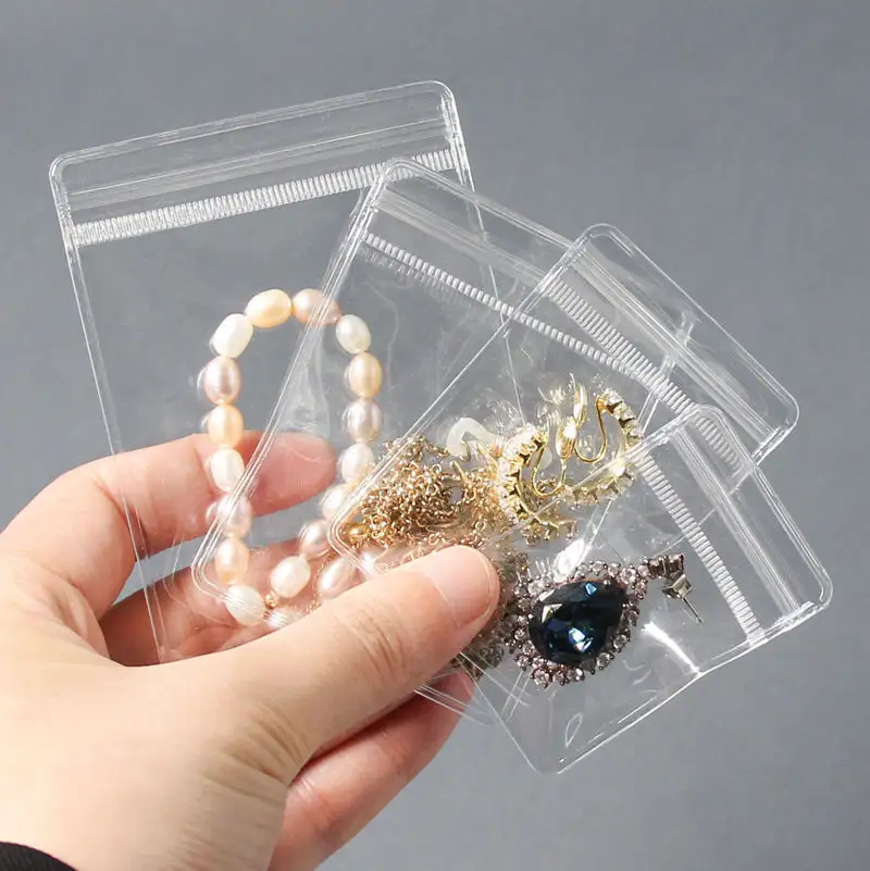2023 mode personnalisé Ziplock bijoux emballage sac PVC clair Mini pochette à fermeture éclair bijoux/collier sac à fermeture éclair