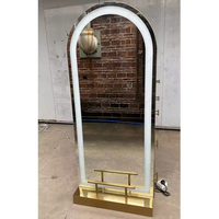 Miroir de Coiffure Double Face Rond Doré de Luxe Unique pour Salon de Coiffure, Miroir Cosmétique pour Coiffeuse