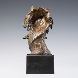 Adorno de Latón con Cabeza de Lobo, Escultura Artística Hecha a Mano, Decoración para Sala de Estar u Oficina, Cobre y Oro - Product Image 3
