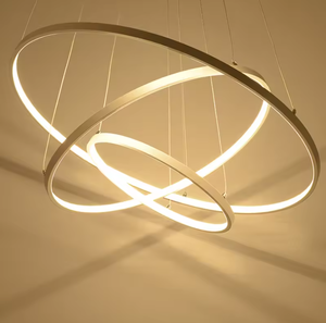 Nuevo DISEÑO DE Zeal Lighting, lámpara colgante redonda de 6 anillos, candelabros y luces colgantes con acabado de vidrio de metal negro y gris - Product Image 5