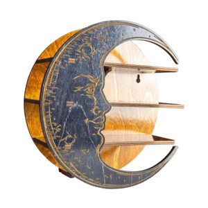 Estante colgante de luna creciente de madera negra hecho a mano, estantes de exhibición tallados para cocina, sala de estar para decoración navideña de Halloween - Product Image 1